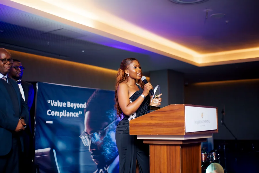 A speaker addressing guests at the 2025 ICTAZ Gala.